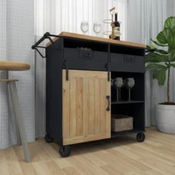 Industrial Rolling Cart Black - Olivia & May -Furniture Haven Shop GUEST f1d8d767 5ba5 4696 8db1 f647caa261d9