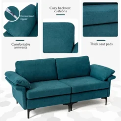Costway Modern Loveseat Fabric 2-Seat Sofa Couch For Small Space W/ Metal Legs BlueRust Red 18 Costway Modern Loveseat Fabric 2-Seat Sofa Couch For Small Space W/ Metal Legs BlueRust Red -Furniture Haven Shop GUEST f203cb04 d342 408d b590 d9216f2b4ec2
