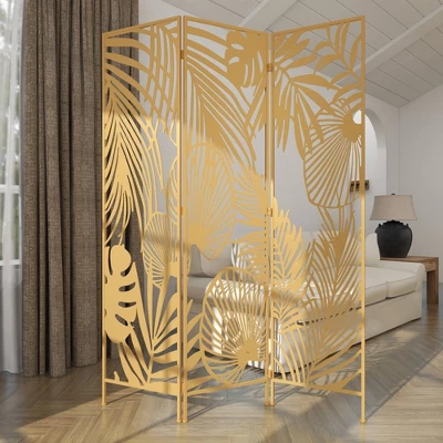 Glam Metal Palms Room Divider Screen Gold - Olivia & May 7 Glam Metal Palms Room Divider Screen Gold - Olivia & May - Image 7