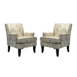 Set Of 2 Sara Upholstered Accent Arm Chair With Nail Head Trim | Karat Home-Stripe Red -Furniture Haven Shop GUEST f2dfea69 b455 4624 95ab 7440e40cb5b9