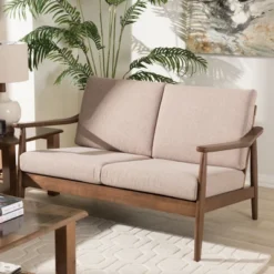 Venza Mid-Modern Walnut Wood Fabric Upholstered 2 Seater Loveseat Light Brown - Baxton Studio 13 Venza Mid-Modern Walnut Wood Fabric Upholstered 2 Seater Loveseat Light Brown - Baxton Studio -Furniture Haven Shop GUEST f353a9da 9060 4670 88ab addbd04da2d3