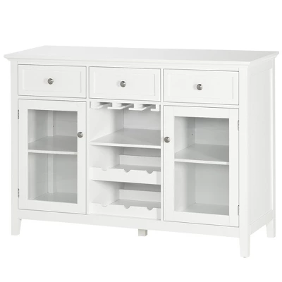 HOMCOM Glass Door Kitchen Sideboard, Buffet Cabinet With 6-Bottle Wine Rack And Stemware Racks, Coffee Bar For Living Room, Dining Room, White 3 HOMCOM Glass Door Kitchen Sideboard, Buffet Cabinet With 6-Bottle Wine Rack And Stemware Racks, Coffee Bar For Living Room, Dining Room, White - Image 3