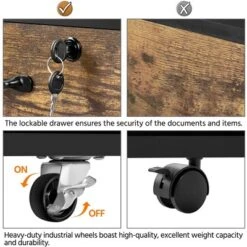 Yaheetech 3-Drawer Vintage File Cabinet With Socket And USB Charging Port Black/Rustic Brown -Furniture Haven Shop GUEST f46d16e6 c27e 4bf9 b7c7 ebd82f49e249