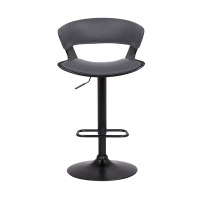 Karine Adjustable Swivel Faux Leather Metal Barstool Gray/Black - Armen Living 1 Karine Adjustable Swivel Faux Leather Metal Barstool Gray/Black - Armen Living