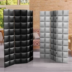 6" Double Sided Glam Leather Print Canvas Room Divider Black - Oriental Furniture 11 6" Double Sided Glam Leather Print Canvas Room Divider Black - Oriental Furniture -Furniture Haven Shop GUEST f5443384 ac72 439d a511 258a2396bb4b