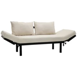 HOMCOM Single Person Chaise Lounger, Modern Sofa Bed With 5 Adjustable Positions, 2 Large Pillows, And Birch Legs 9 HOMCOM Single Person Chaise Lounger, Modern Sofa Bed With 5 Adjustable Positions, 2 Large Pillows, And Birch Legs -Furniture Haven Shop GUEST f5944ca5 4623 4170 9f3f e2a28889e053
