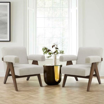 Set Of 2 Morgan Upholstered 19.7" Wider Seat And Armrest With Upside Down "V" Shape Design Rubberwood Legs Accent Chair-The Pop Maison 10 Set Of 2 Morgan Upholstered 19.7" Wider Seat And Armrest With Upside Down "V" Shape Design Rubberwood Legs Accent Chair-The Pop Maison - Image 10