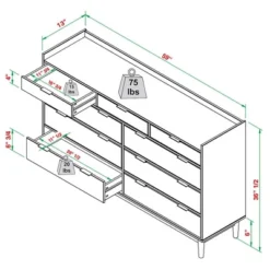 Mid-Century Modern Solid Wood 9 Drawer Horizontal Dresser - Saracina Home -Furniture Haven Shop GUEST f5f0f1ab b228 4bb6 8748 20f45ddb371e