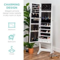 Best Choice Products 6-Tier Standing Mirror Lockable Storage Organizer Cabinet Armoire W/ Velvet Interior 12 Best Choice Products 6-Tier Standing Mirror Lockable Storage Organizer Cabinet Armoire W/ Velvet Interior -Furniture Haven Shop GUEST f818e215 067f 4a3a 8488 d36fe696f64c