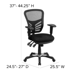 Emma And Oliver Mid-Back Black Mesh Multifunction Ergonomic Office Chair With Adjustable Arms 11 Emma And Oliver Mid-Back Black Mesh Multifunction Ergonomic Office Chair With Adjustable Arms -Furniture Haven Shop GUEST f8375748 5dda 4bfc a917 3290ecf3ed96