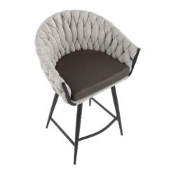 26" Braided Matisse Counter Height Barstool With Faux Leather And Fabric - LumiSource -Furniture Haven Shop GUEST f866ffc0 da2a 4362 be79 8cbe44667070