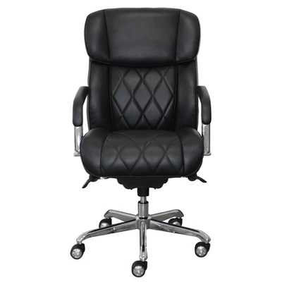 Sutherland Quilted Leather Office Chair With Padded Arms - La-Z-Boy 1 Sutherland Quilted Leather Office Chair With Padded Arms - La-Z-Boy