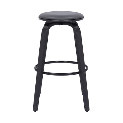 26" Harbor Backless Swivel Faux Leather Wood Counter Height Barstool Gray/Black - Armen Living 1 26" Harbor Backless Swivel Faux Leather Wood Counter Height Barstool Gray/Black - Armen Living