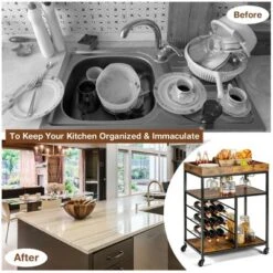 Costway 3-Tier Rolling Kitchen Cart Utility Trolley W/ Wine Bottle Rack 13 Costway 3-Tier Rolling Kitchen Cart Utility Trolley W/ Wine Bottle Rack -Furniture Haven Shop GUEST faacce95 2d28 4558 ad23 606576f6654b
