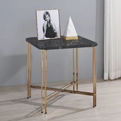 Daxton Faux Marble Square End Table Black/Gold - Steve Silver Co. 2 Daxton Faux Marble Square End Table Black/Gold - Steve Silver Co. - Image 2