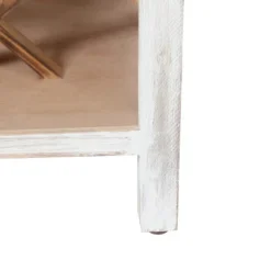 LuxenHome Distressed White And Gray Wood 1-Door Storage Wine Cabinet -Furniture Haven Shop GUEST fb13aed8 d45a 4f6f b9f6 86b84f2550ee