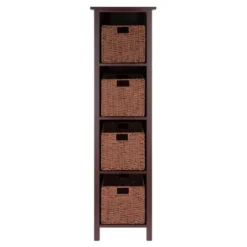 55.98" 5pc Milan Storage Shelf With Baskets Walnut - Winsome