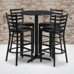 Flash Furniture 30'' Round Laminate Table Set With X-Base And 4 Ladder Back Metal Barstools 15 Flash Furniture 30'' Round Laminate Table Set With X-Base And 4 Ladder Back Metal Barstools -Furniture Haven Shop GUEST fc5c22c3 2732 4616 a748 68d8a9fb7fca