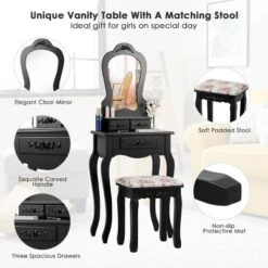 Tangkula Vanity Mirror Makeup Dressing Table Set W/ Stool Drawer Wood Desk 16 Tangkula Vanity Mirror Makeup Dressing Table Set W/ Stool Drawer Wood Desk -Furniture Haven Shop GUEST fc743b7c 4676 4e4b b3d5 d7d6da3f02d4
