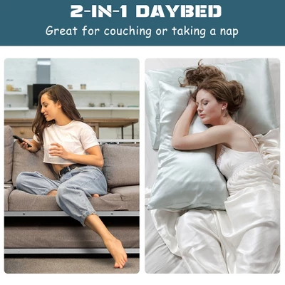 Costway Twin Metal Daybed With Roll Out Trundle Heavy Duty Frame Sofa Bed Set 5 Costway Twin Metal Daybed With Roll Out Trundle Heavy Duty Frame Sofa Bed Set - Image 5