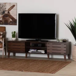 Teresina Wood 2 Door TV Stand For TVs Up To 59" Walnut Brown - Baxton Studio 10 Teresina Wood 2 Door TV Stand For TVs Up To 59" Walnut Brown - Baxton Studio -Furniture Haven Shop GUEST fd5f648a 2a3a 426a be57 d278227e5e91