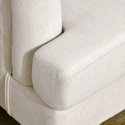 HOMCOM 3-Seater Sofa Couch, 71" Modern Linen Fabric Sofa With Rubber Wood Legs And Slatted Frame For Living Room, Bedroom And Apartment, Cream White 4 HOMCOM 3-Seater Sofa Couch, 71" Modern Linen Fabric Sofa With Rubber Wood Legs And Slatted Frame For Living Room, Bedroom And Apartment, Cream White - Image 4