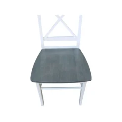 Set Of 2 X Back Chairs With Solid Wood Seat White/Gray - International Concepts -Furniture Haven Shop GUEST fe7d3363 9e51 4453 881e 8d3f3f553820
