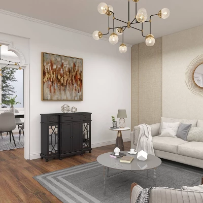 Glam Mirror And Wood Storage Cabinet Black - Olivia & May 15 Glam Mirror And Wood Storage Cabinet Black - Olivia & May - Image 15