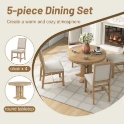 5-Piece Dining Set With Extendable Round Table And 4 Upholstered Chairs - ModernLuxe 14 5-Piece Dining Set With Extendable Round Table And 4 Upholstered Chairs - ModernLuxe -Furniture Haven Shop GUEST ffa22abd 91c7 4f8a 8ca9 526b8c156e37
